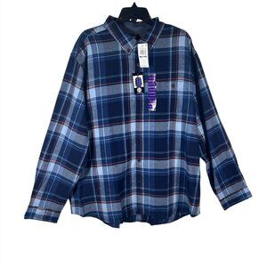 Weatherproof Plaid Button-Up Shirt Men's Size 3XL Beacon‎ Blue NEW